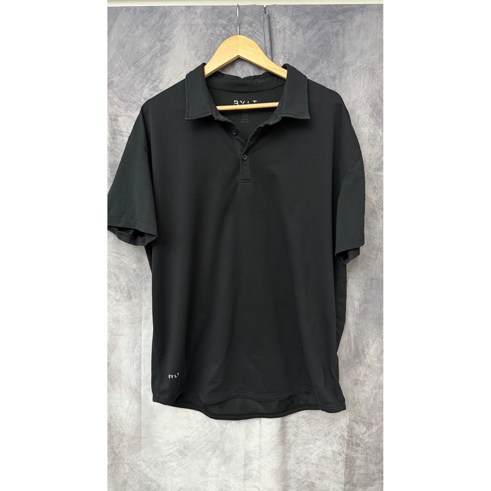 BYLT Lux Polo Shirt Mens XXL Black Short Sleeve Stretch Performance Casual Tee